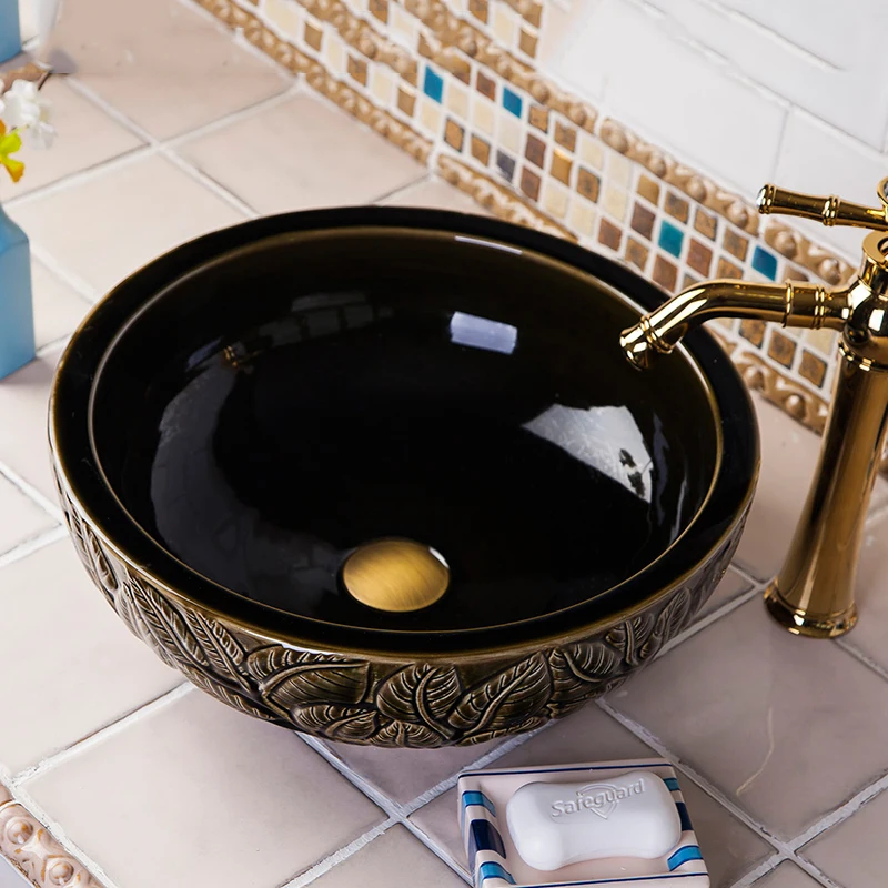 Europe Vintage Style Ceramic Art Basin Sink Counter Top Wash Basin Bathroom Sink vanities ceramic washbasin design bathroom sink