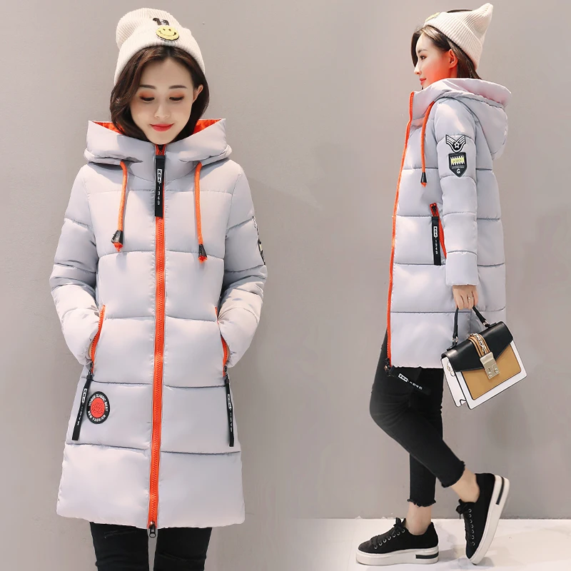 Parka invernale da donna giacca con cappuccio cappotto caldo Plus Size Slim capispalla in cotone di media lunghezza giacca da studente Casual basi