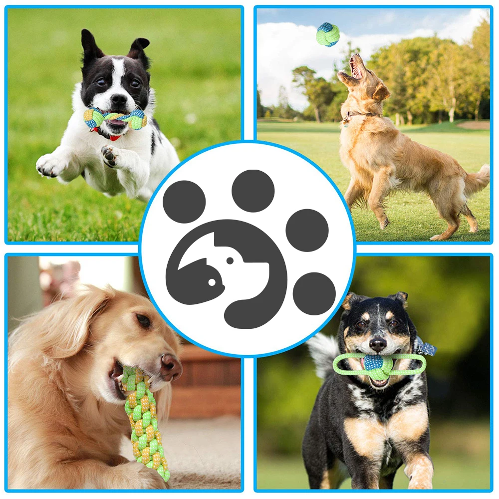 Dog Toy Rope Ball Toy for Small Medium Dogs Outdoor Training Toy for Dogs Teeth Cleaning Tug Toy Interactive Knot Rope TY0078