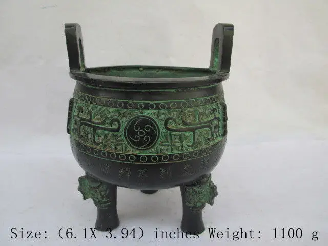 

Elaborate ancient Chinese bronze Dragon three legs censer