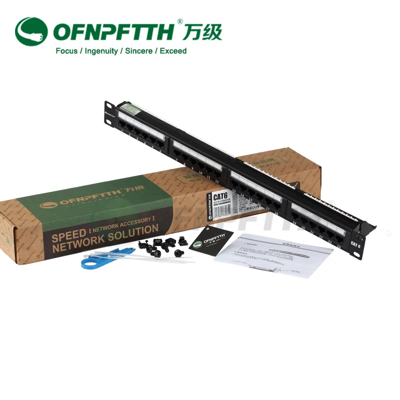 OFNPFTTH Ethernet Patch Panel CAT6 24P Standard 1u 19inch rack With Cable Management