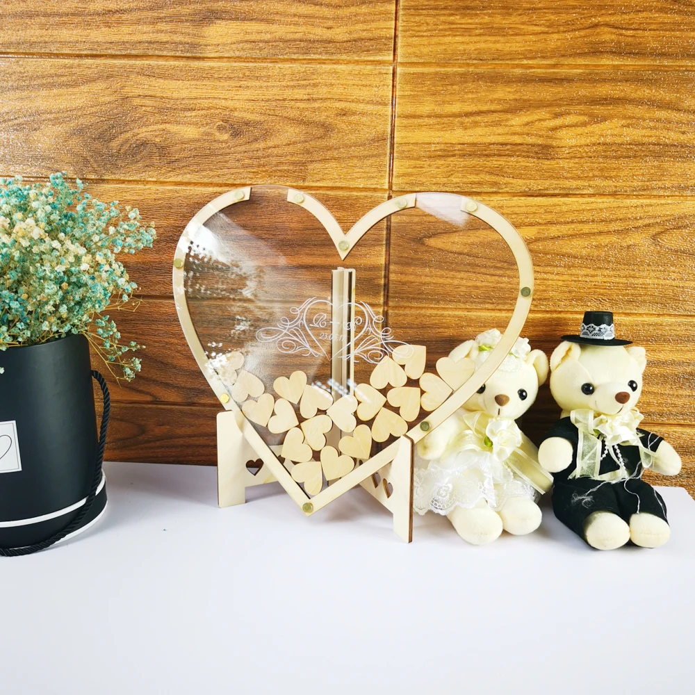 

Custom Mr&Mrs Initials And Date 3D Heart Wedding Guest Book Unique Wedding Decoration Rustic Sweet Wedding Guest book