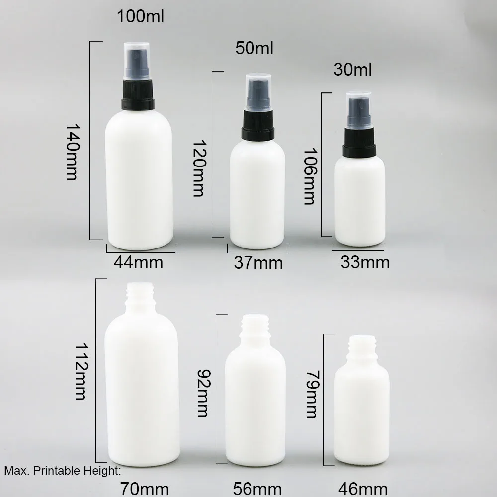 12 x Refillable Natural White Glass Bottle With Tamper Evident Spray 30ml 50ml 100ml 1oz White Glass Perfume Vials Containers