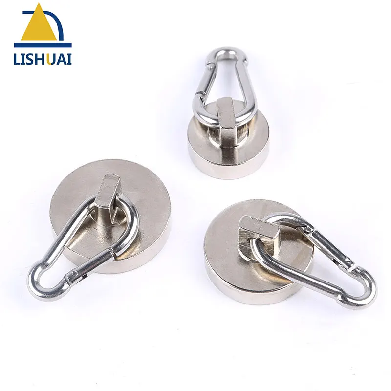 LISHUAI Multi-use Neodymium Pot Magnet with Carabiner Powerful Magnetic Hanging hook Underwater Salvage Magnet