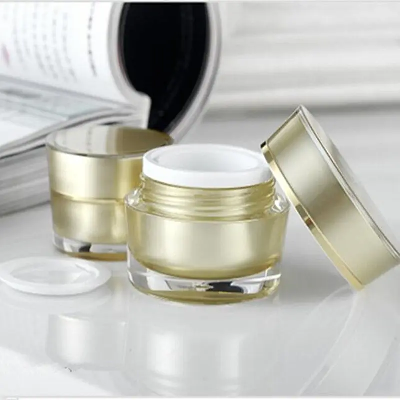 

5pcs/Lot 5g 10 Grams Cream Jars Cosmetic Packaging Golden Cone Shape Acrylic Cream Bottle Empty Jar Plastic Cosmetics Bottles