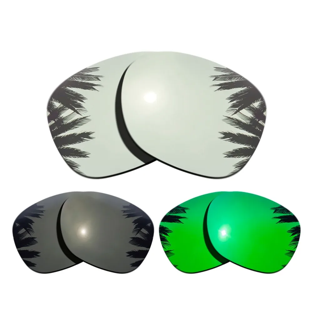 

(Silver Mirrored+Black+Green Mirrored Coating) 3-Pairs Polarized Replacement Lenses for Garage Rock 100% UVA & UVB Protection