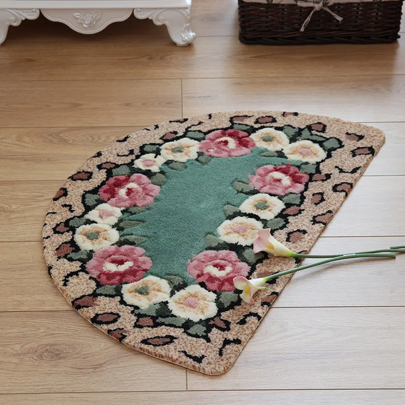 Retro Flower Printing Bathroom Rug Mats, 1 PCS 7 Colors Anti-slip Bath Mat Carpet, Toilet Mat For Bathroom And Toilet alfombra