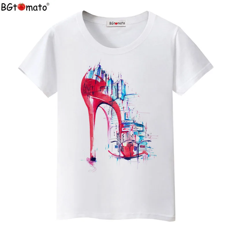 

Super fashion Hand painted high heel T-shirts Women's popular trendy shirts Original brand good quality casual tshirt