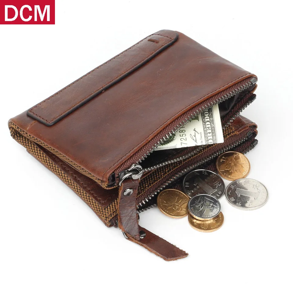 

100% top cow leather men wallet vintage multifunctional Antimagnetic leather wallet male purse portefeuille homme