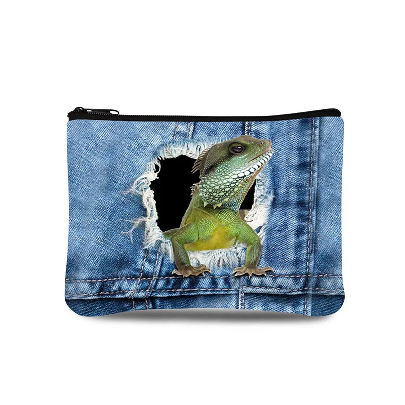 Denim Tier Druck Ultra Licht Marke Frauen Geldbörse Brieftaschen Geldbörse Mini Taschen Zipper Tasche Für Mädchen Wasserdichte Kleine Taschen