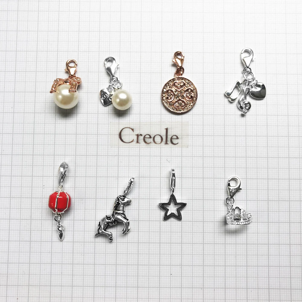 Ornament Love Music Heart Pearl Horse Lantern Crown Bow Star Charm Pendant,2019 Romantic Jewelry 925 Sterling Silver Gift