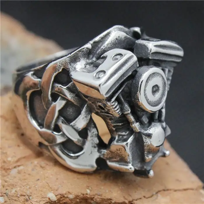 2015 Cool 316L Stainless Steel Biker Engine Ring Mens Motorcycle Biker Engine Ring