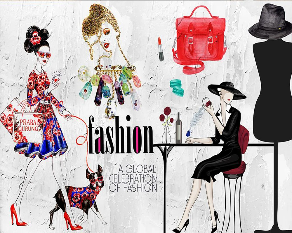 

Custom wallpaper Model clothes shop decoration painting background wall