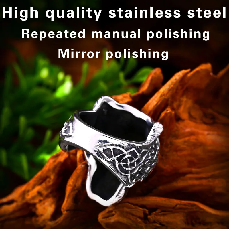 BEIER new store 316 Stainless Steel Unique Viking Bear Head Animal Ring Punk Men\'s Ring Fashion Jewelry LLBR8-648R