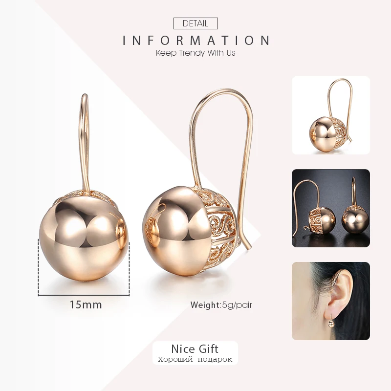 Cubic Zircon Cut Out Earrings for Women 585 Rose Gold Color Earrings Woman Earring Wedding Jewelry Valentines Gifts KGE123