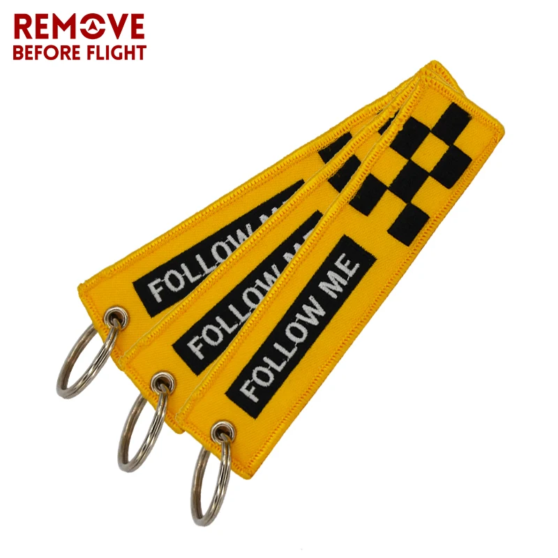 Wholesale Remove Before Flight Key Chain FOLLOW ME OEM Keychain Jewelry Safety Tag Aviation Gifts llavero Fashion 100 PCS/LOT