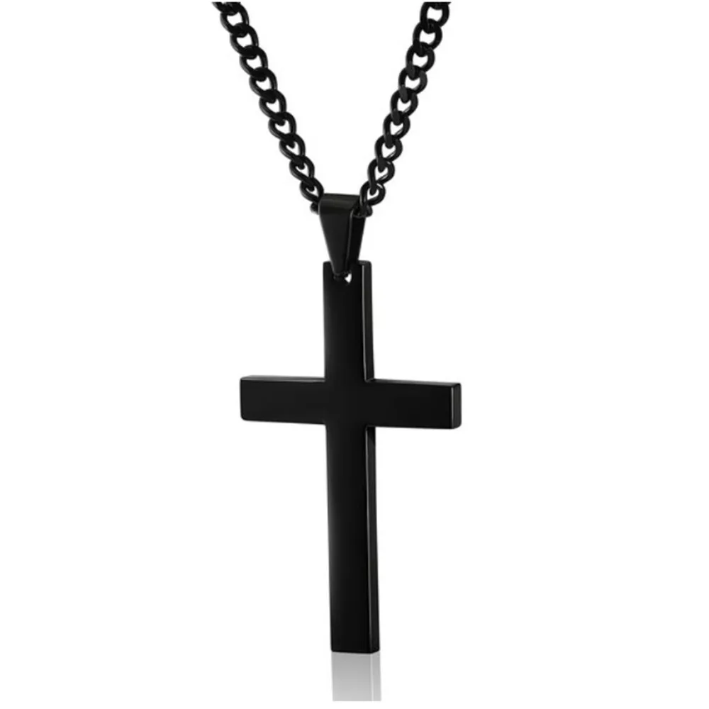 Stainless Steel Titanium Faith Crucifix Cross Pendant Necklace Choker Gold/Black Chain For Men Women Jewelry Jesus Prayer