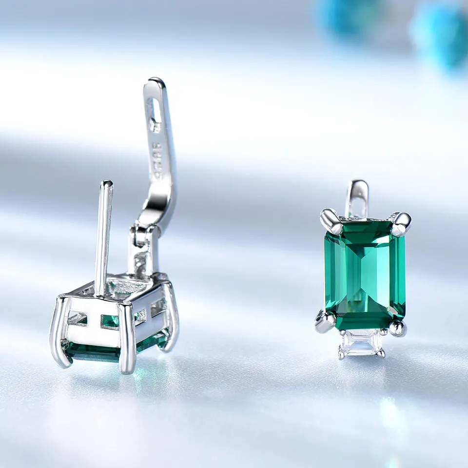 Kolczyki z klipsem ze srebra próby 925 Nano Emerald 6X8mm Kolczyki z klipsem Szmaragdowe kolczyki dla dziewczyny Prezent urodzinowy — zdjęcie 4
