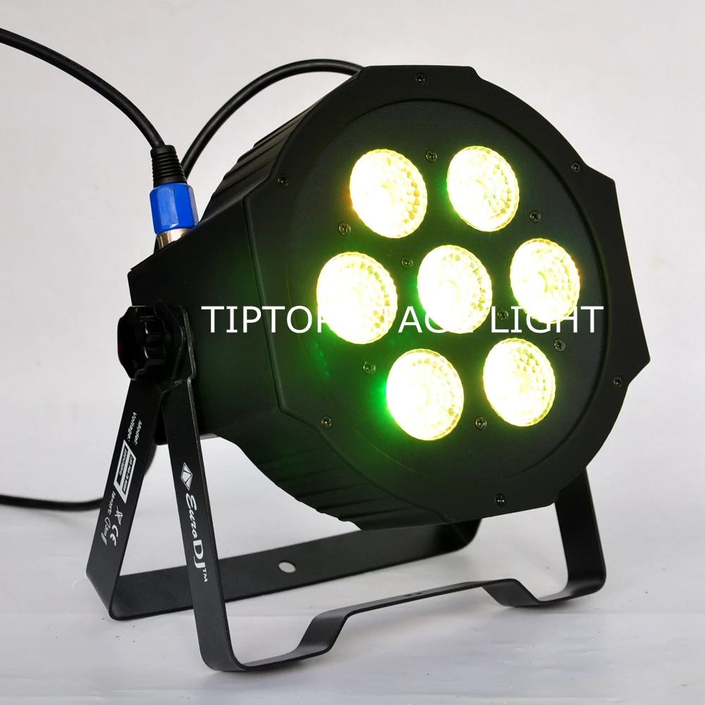 TIPTOP MEGA HEXAD PAR 7 x 12W RGBW Flat Led Par Cans 3PIN XLR DMX IN/OUT Connector Simple Design Big Lens Smooth Dimmer