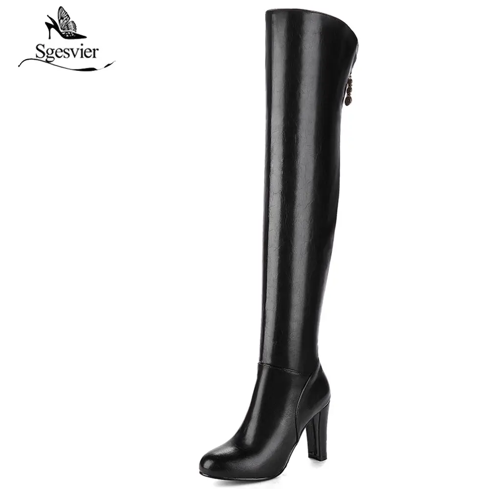 Sgesvier 2021 newest over the knee boots women round toe autumn boots sexy stiletto thick heels shoes woman long boots B704