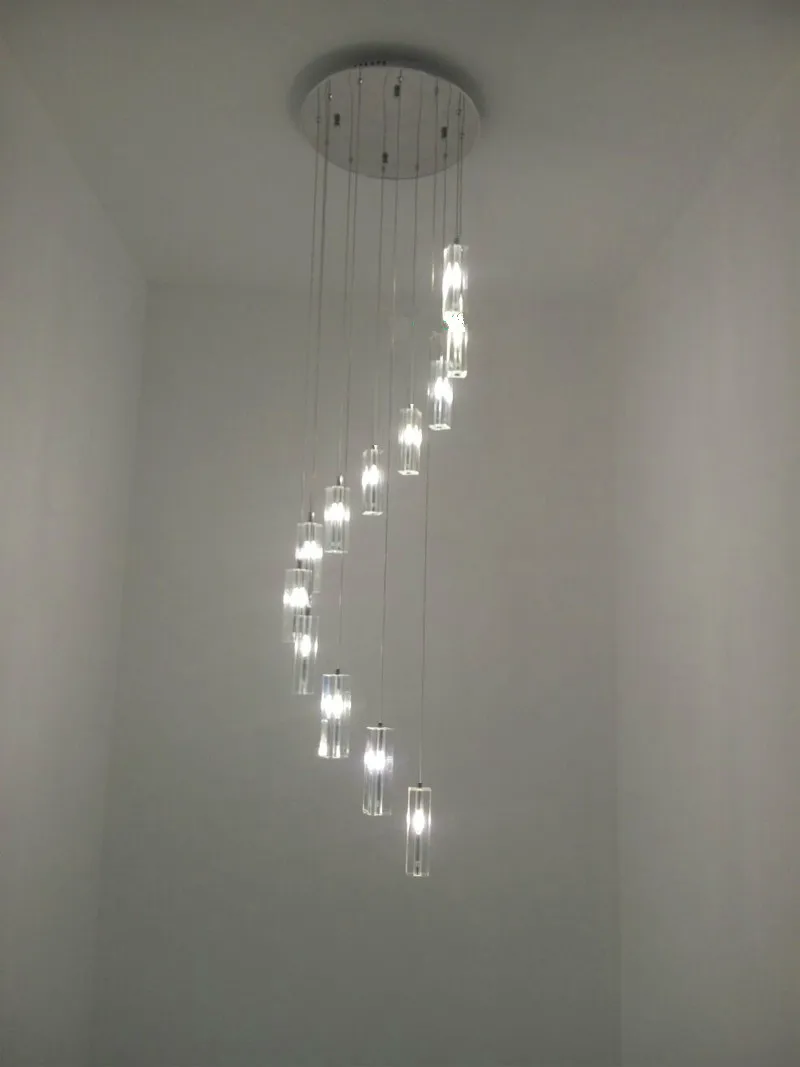 

Современная хрустальная люстра на спирали, современная хрустальная лампа с затенением, освещение для гостиной, подвесные светильники, комнатное освещение