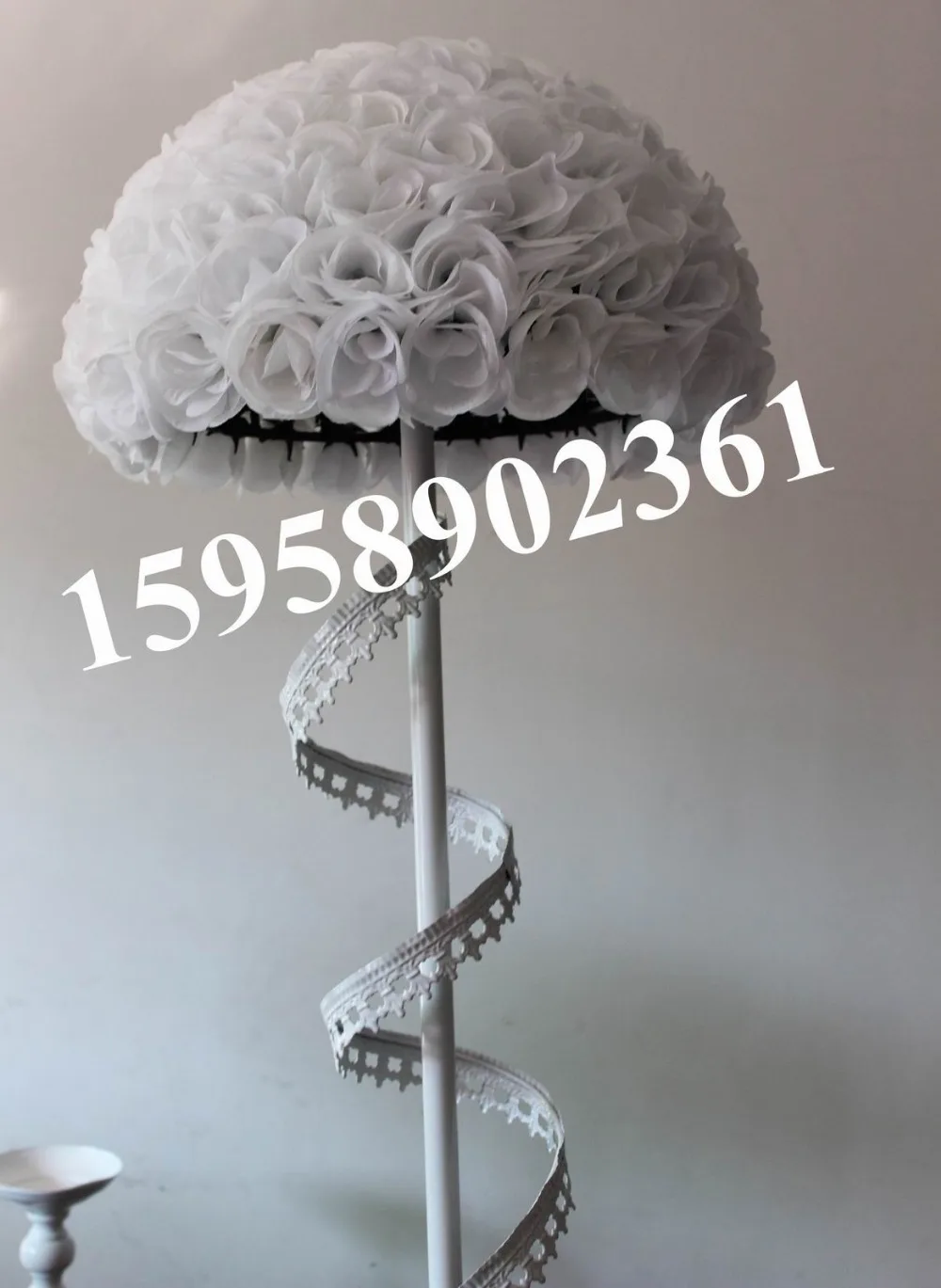 SPR 50cm 2pcs/lot wedding artificial silk kissing flower ball road lead table centerpiece white-kissing ball-1pc=2pcs half balls