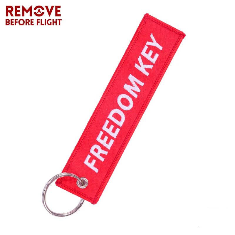 5PCS Keychain Freedom Key Chains Freedom Key Chain for Cars Red Embroidery Motorcycle Key Ring Jewelry llavero Aviation Gift OEM