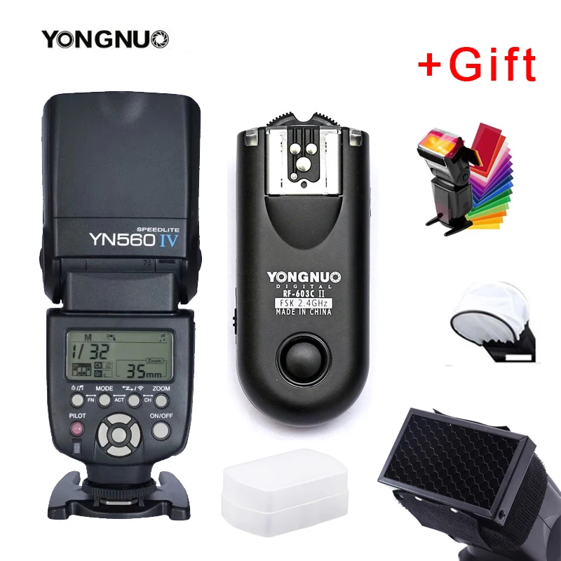 Yongnuo YN560 IV 560IV Flash Speedlite Light with RF603 II Wireless Flash Trigger Radio Kit for Canon Nikon Fuji Camera