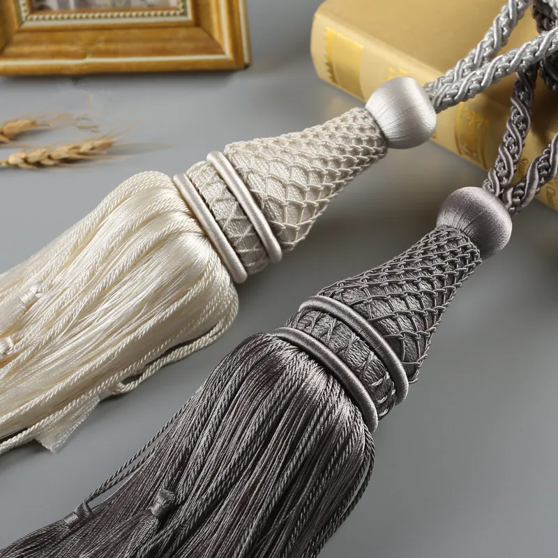 Luxury 1Pair Solid Curtain Tassel Fringe Tiebacks Straps Hanging Belt Ball Brush Bind Buckle Curtain Holdbacks Tie Tape Back