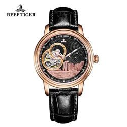 Reef tiger/rt marca de luxo senhoras designer relógio masculino clássico relógio automático safira cristal rosa ouro relógios pulso rga1739