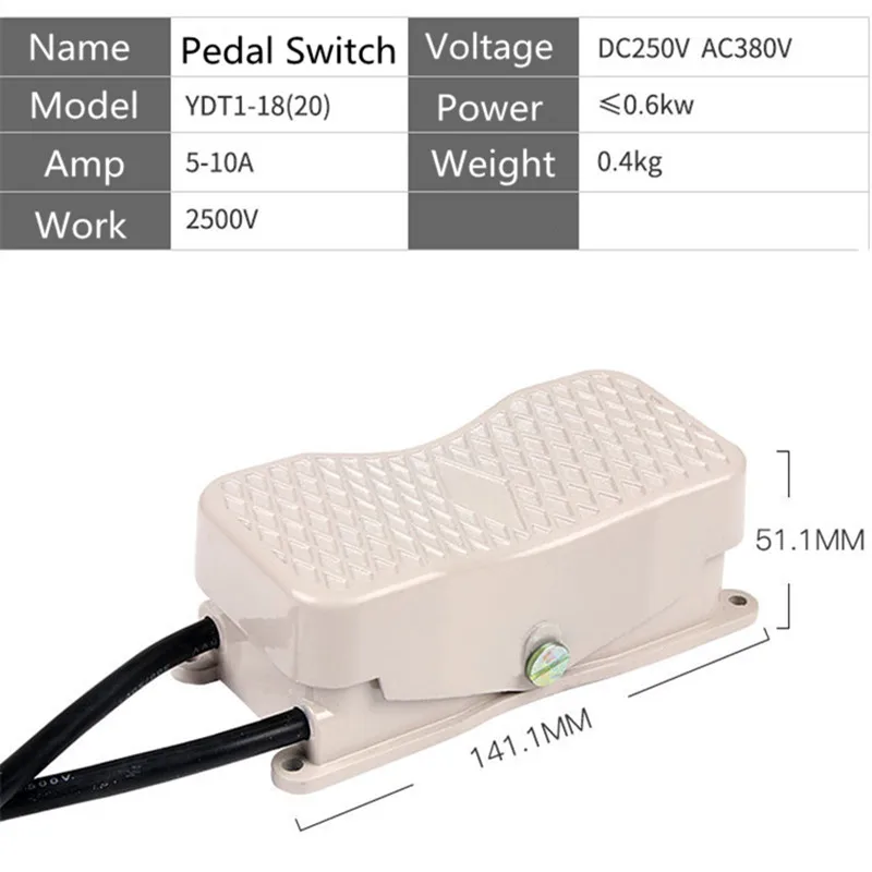 YDT1-101 Foot Switch Pedal Foot Control reverse Switch 220V /380V 10A 15A double control three phase motor