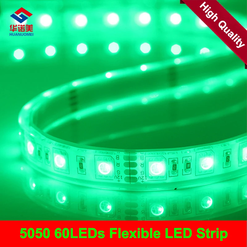 5M 5050 SMD 60LEDs Green LED Strip 12V Waterproof Silicon tube IP67 SMD5050 DC12V Flexible Tape White PCB Green LED Light Ribbon