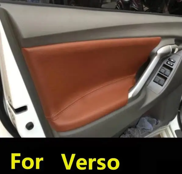 4PCS Microfiber Front/Rear Door Panel Armrest Leather Cover Protective Trim For Toyota Verso 2009-2015 with Mount Fittings