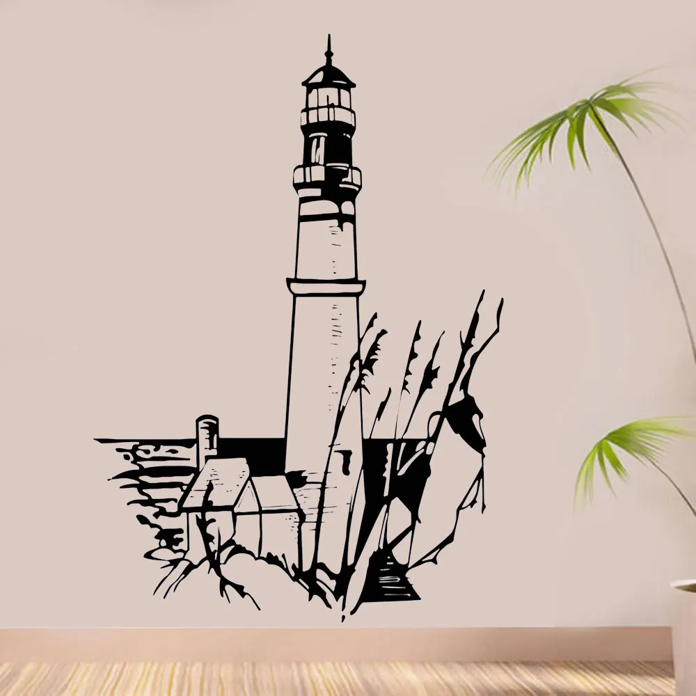 Nautical Home Decor Landscape Lighthouse Light Sea Water Vinyl Wall Sticker Art Decals Mural Room Design Pattern Wallaper 3140