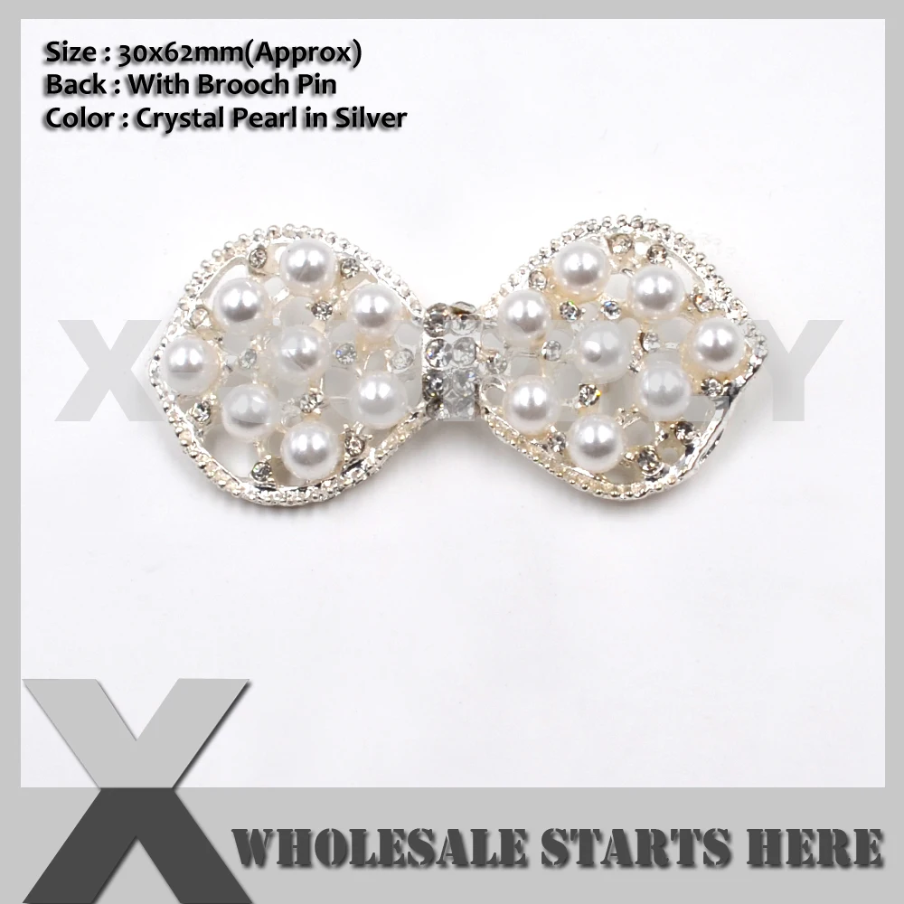 

30x62cm BOW Silver Pearl Crystal Rhinestone Buttons,Used for Wedding Invitation,Brooch Bouquet,Flower Centers,Sewing