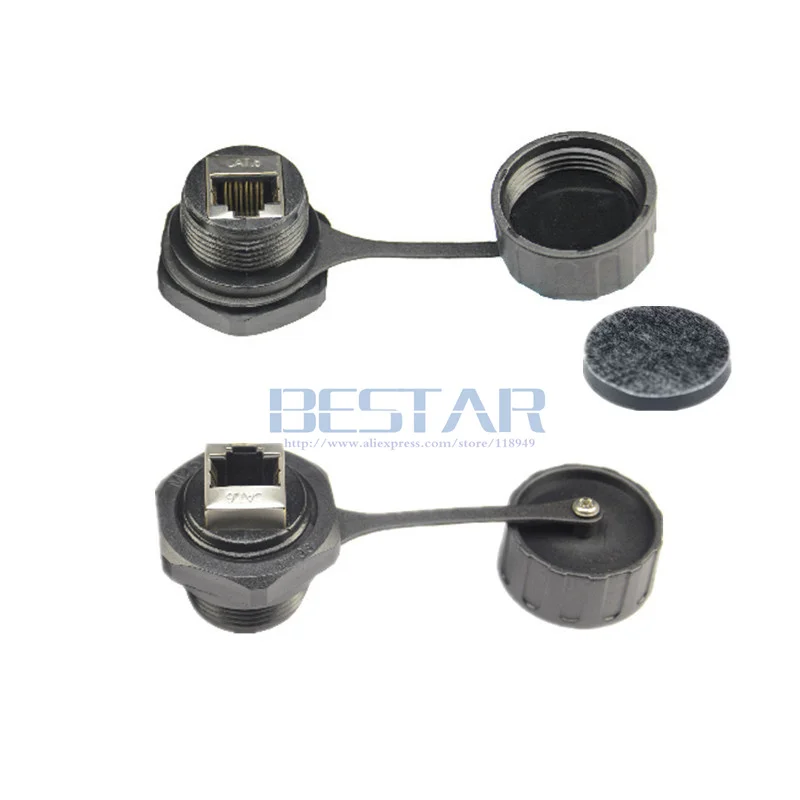 방수 RJ45 암-암 스트레이트 헤드 이더넷 LAN M25 차폐 커넥터 소켓 플러그(네트워크 케이블용 커버 포함)