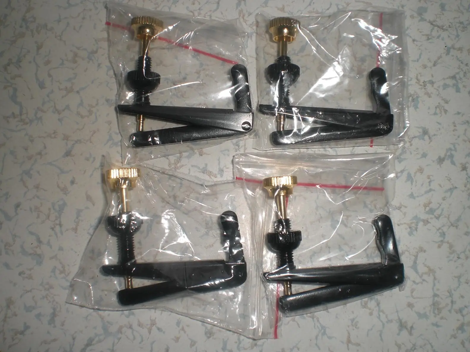 4 PCs Cello Fine Tuner Black & Gold Color String Adjusters 3/4 to 4/4 Size