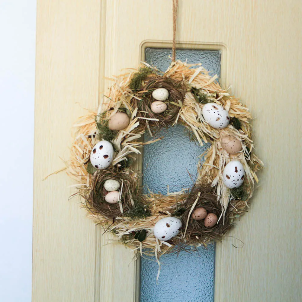 Handmade Easter Eggs Wreath for Door, Home Decoration Accessories, Craft for Wedding Party, Spring and Summer