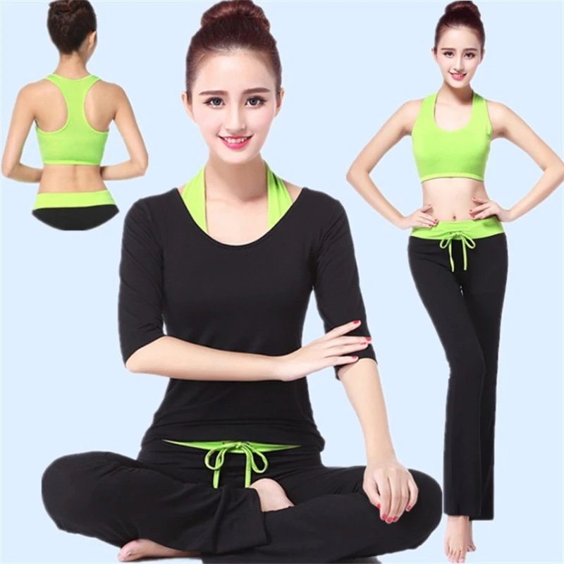 

Pant+Bra+Yoga 3 Piece Set YOGA SHORTS Gym Shirt Set Dance sweat uptake Female Clothes Running Sport Suit Breathable Fitness