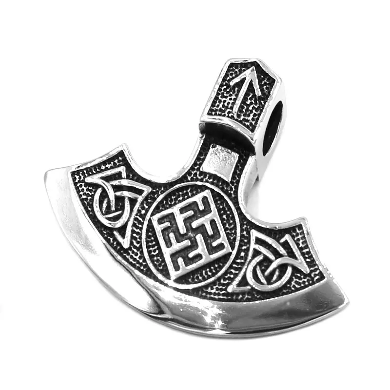 Norse Viking Axe Pendant Stainless Steel Jewelry Vintage Thor Hammer Celtic Knot Biker Mens Pendant Wholesale SWP0481A