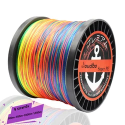 Jioudao Series 300M 500M 1000M 1500M Multicolor Braided Fishing Line 9 Strand 20-200LB Multifilament PE Line for Carp Fishing