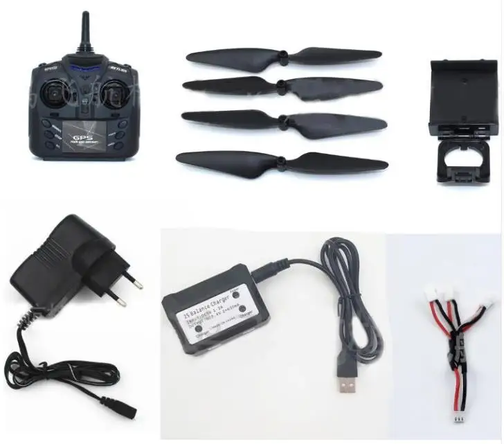 JXD 518 RC Quadcopter Spare Parts blades Charger Mobile phone clip remote controller 1 to 3 charging cable