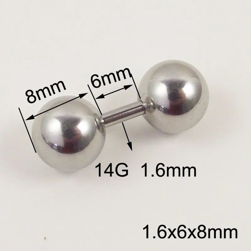 1 Piece Big Ball 6mm Length Straight Barbell Rings Vaginal rings Series ring Tragus Ear Piercing Nipple PA Ring Body Jewelry