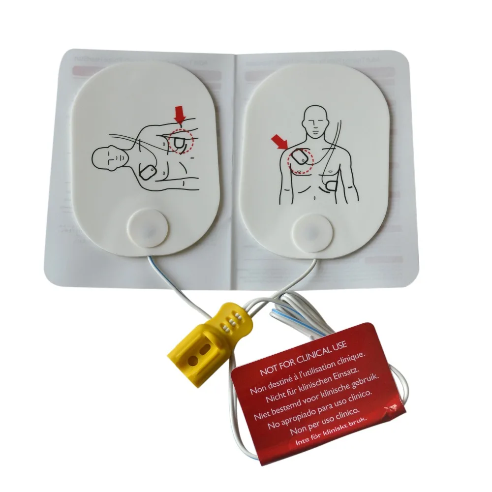 

New 1 Pair Adult AED Training Machine Patch Sticky AED Conducting Pads With Wires Use With HeartStart Trainer New