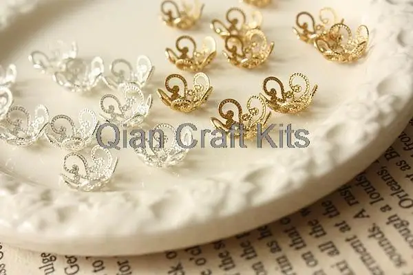 2000pcs mix color 8mm small Gold and silver Plated Floral Bead Caps Lightweight Metal Bead Cap Bead Cup Jewelry Making DIY