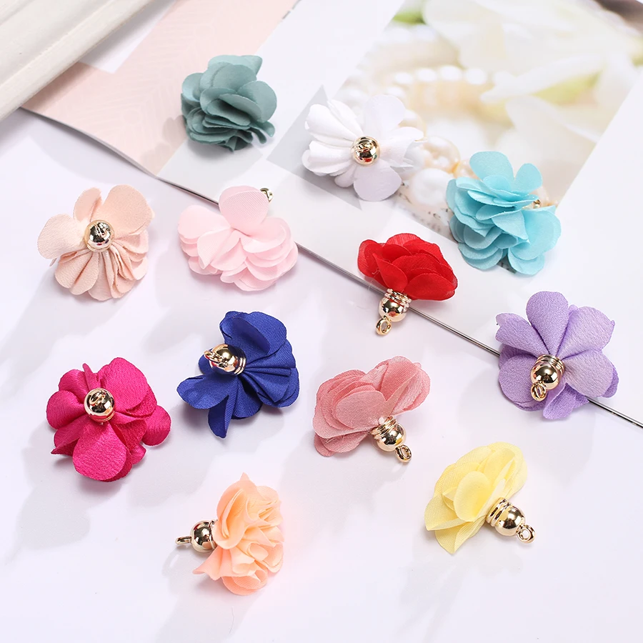 

50pcs/lots Short Fabric Flowers Tassels for jewelry Earrings Diy Crafts Making Handbag Pendants Decoration Accessories Supplies