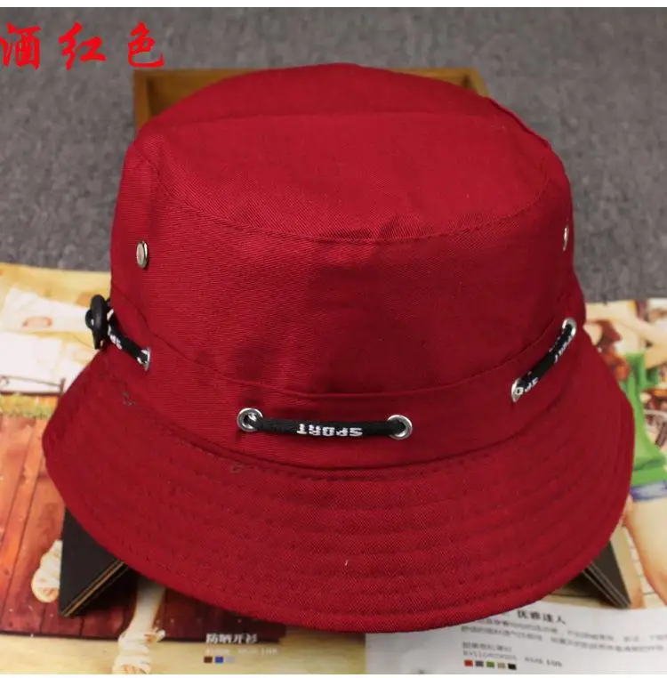 2019 Adjustable Cord Buckle Cotton Bucket Hat Fisherman Hat Outdoor Travel Hat Sun Cap Hats for Men and Women 249