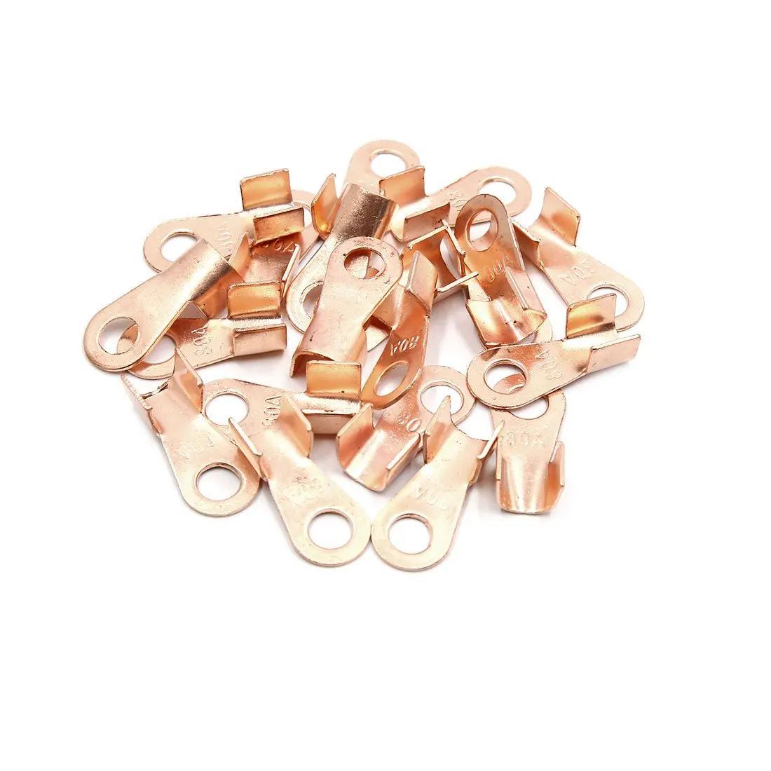 uxcell 20pcs OT-80A Copper Cable Lugs 8mm Dia Ring Wiring Connector Terminal for Car