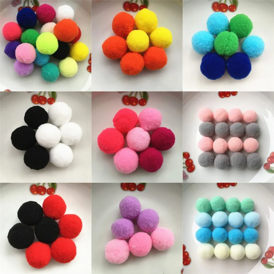 20g (20pcs) 30mm Mix Mulit Color Pompom Fur Craft DIY Soft Pom Poms Balls Wedding/Home Decoration Sewing On Cloth Accessories