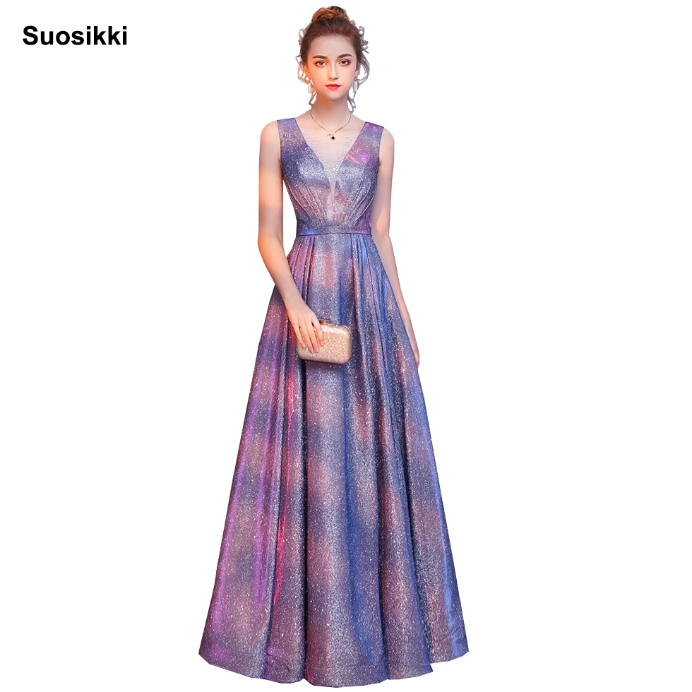 

V Neck High Split Tulle Sleeveless Evening Gown A-Line Lace Up Prom Vestido De Formal Party Dresses